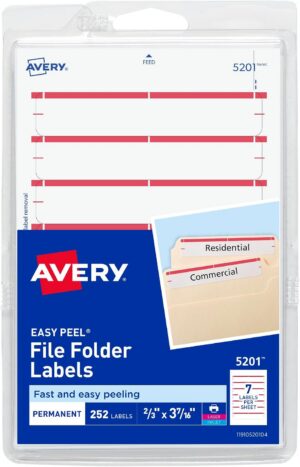 Avery File Folder Labels #5201 RED 252pk