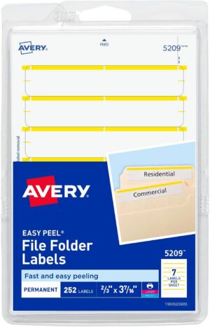 Avery File Folder Labels #5209 YELLOW 252pk