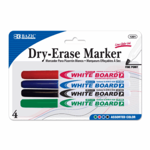 Bazic Dry Erase ASST. Fine Tip Marker 4pk -  (24/bx)