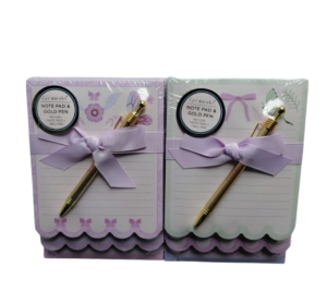 Greatworks Triple Stack Notepad w/Gold Pen PURPLE 2 Designs #114-5079