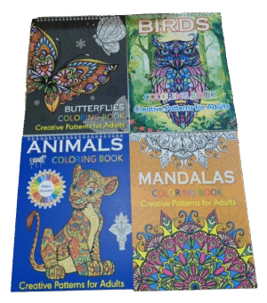 Adult Spiral Colouring Book 4 Designs 215x280mm