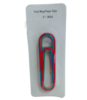 Paper Clips MEGA 4" Vinyl Coated 5pk Asst Cols