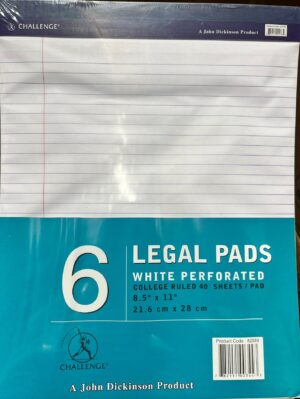 Writing Pads L/S White #82589  Challenge - (120/ctn)