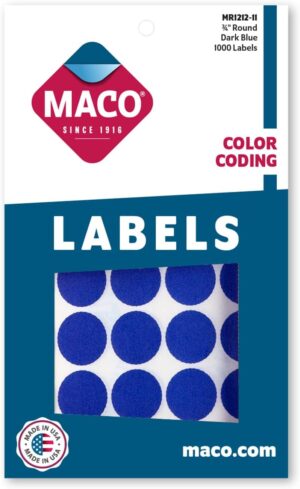 Maco Round Labels DARK BLUE 3/4" 1000s  - (18/bx)