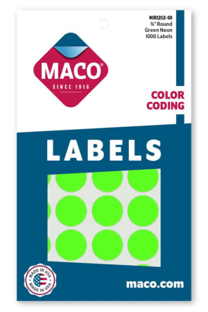 Maco Round Labels 3/4" GREEN GLOW - (18/bx)
