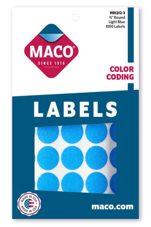 Maco Round Labels LIGHT BLUE 3/4" 1000s - (18/bx)