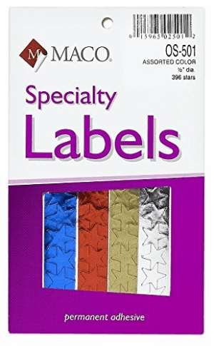 Asst. Color OS-501 Foil Stars 1/2" 396's
