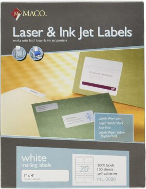 Maco Laser Label 1x4" White