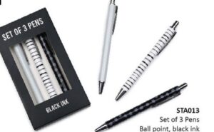 Monochrome 3pk Ballpoint Pens #STA013