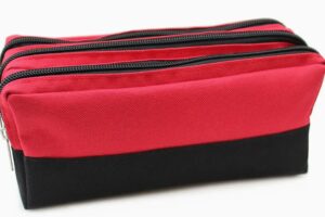 Pencil Case - 3 Zip Red and Black #PCA123