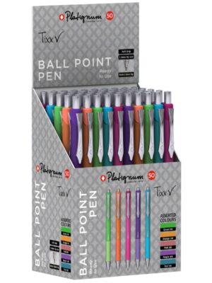 Platignum Tixx Retr. BP Pen Asst Cols SOLD SING - (50 Display Box)