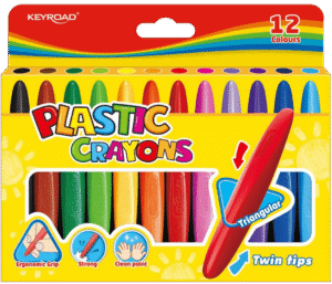 KEYROAD Plastic Duo Tip Ergo Wax Crayons 12's #971802